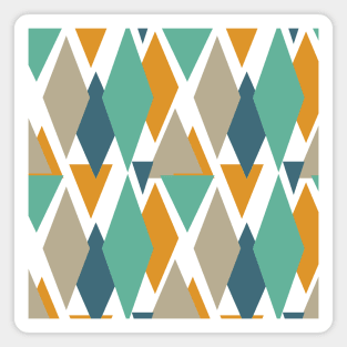 Turquoise Blue Orange Tan Triangles Mid Century Pattern Magnet